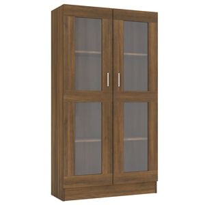 vidaXL ガラスキャビネット ブラウンオーク 82.5x30.5x150 cm エンジニアリングウッド