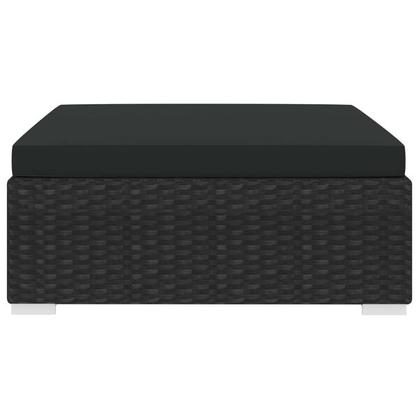 vidaXL フットレストセクション 1点 クッション付き ポリラタン製 ブラック