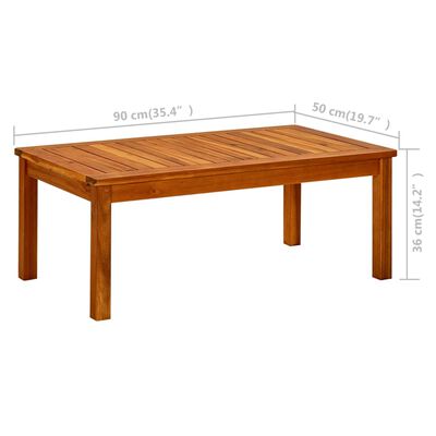vidaXL ガーデンコーヒーテーブル 90x50x36cm アカシア無垢材