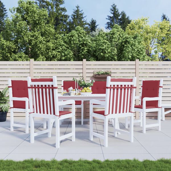 vidaXL ガーデン　ローバックチェアクッション 6点 ワインレッド 100x50x3cm オックスフォードファブリック