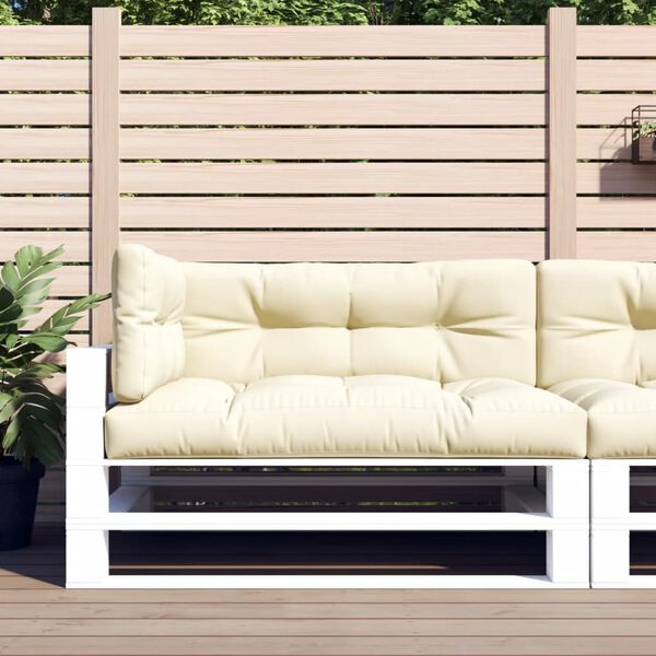 vidaXL パレットソファクッション 3点 クリーム ファブリック