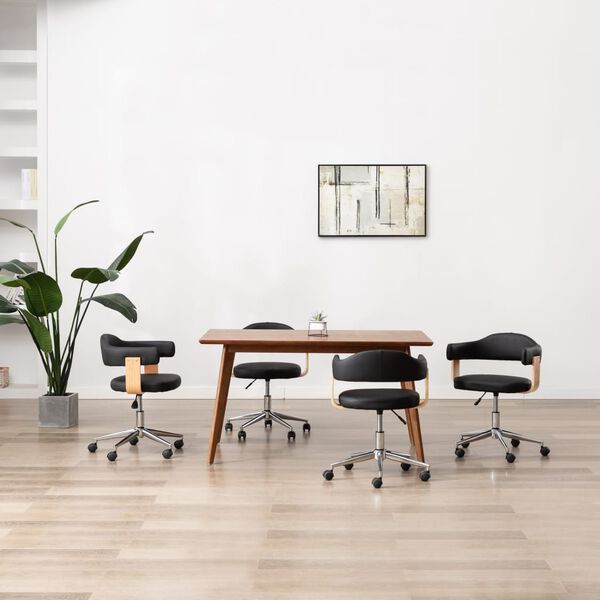 vidaXL 回転ダイニングチェア 4点 合成皮革製 ブラック