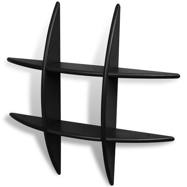 vidaXL 壁面取り付け棚 ディスプレイシェルフ 本/DVD収納 ブラック MDF製