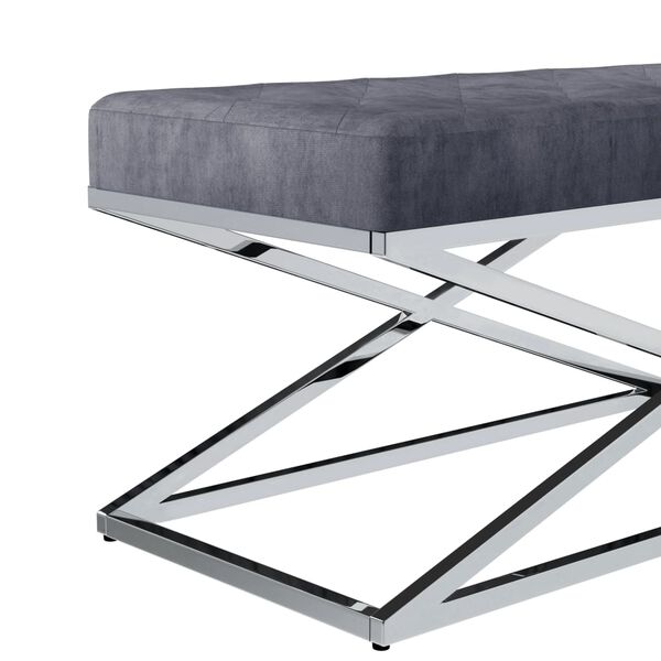 vidaXL ベンチ 97cm グレー ベルベット生地＆ステンレススチール製