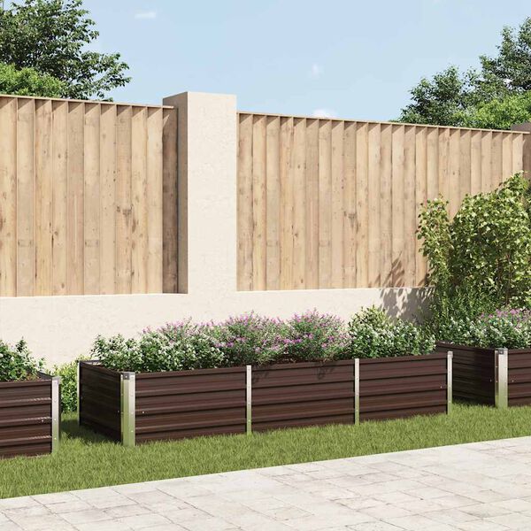 vidaXL レイズドガーデンベッド ブラウン 240x80x45cm 亜鉛メッキ鋼製