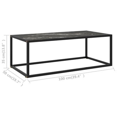vidaXL コーヒーテーブル ブラック 100x50x35cm ブラック大理石ガラス製