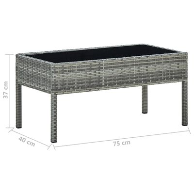 vidaXL ガーデンテーブル グレー 75 x 40 x 37 cm ポリラタン製