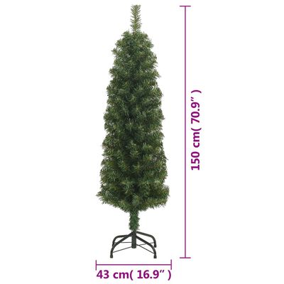 vidaXL スリム型 人工クリスマスツリー スタンド付き グリーン 150cm PVC製