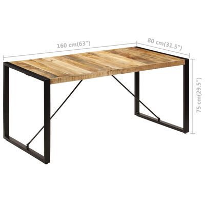 vidaXL ダイニングテーブル 160x80x75 cm マンゴー無垢材