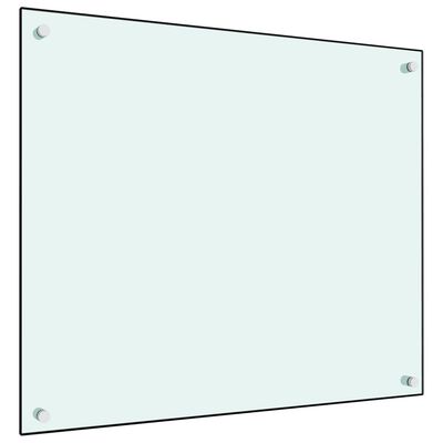vidaXL キッチン用 汚れ防止板 ホワイト 70x60cm 強化ガラス製