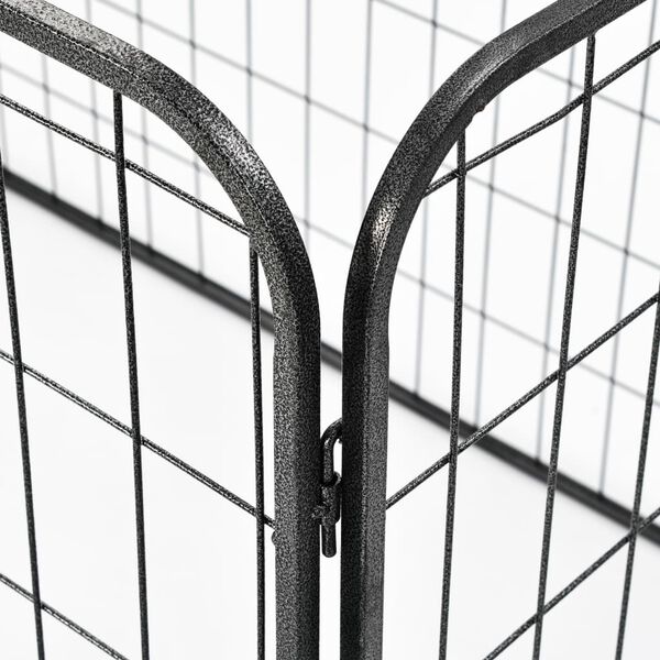 vidaXL 頑丈な犬用プレイサークル ブラック 120x80x70cm スチール製