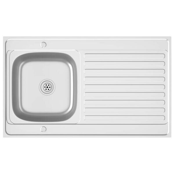 vidaXL キッチンシンク 排水口付き シルバー 600 x 600 x 155 mm ステンレススチール製