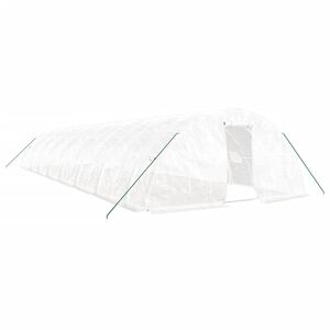 vidaXL スチールフレーム温室 ホワイト 80 m&sup2; 16x5x2.3 m