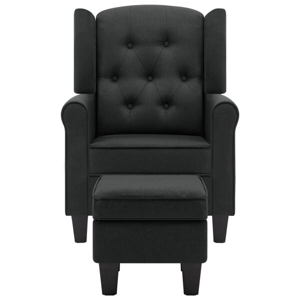 vidaXL アームチェア フットスツール付き ダークグレー 布製