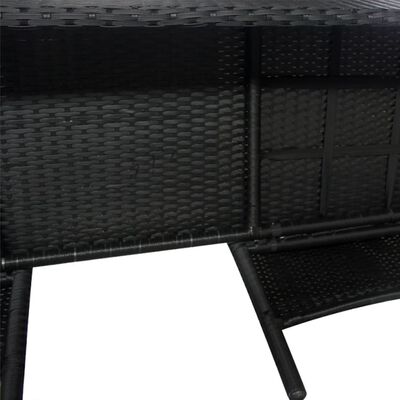 vidaXL 2人掛けガーデンソファ ティーテーブル付き ポリラタン製 ブラック