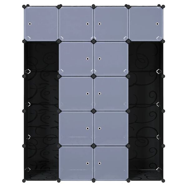 vidaXL モジュール式収納キャビネット コンパートメント14点付き 37x146x180.5cm モノクロ