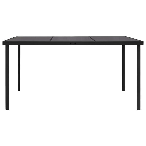 vidaXL 313094 vidaXL Garden Table with Glass Tabletop Black 150x90x74 cm Steel