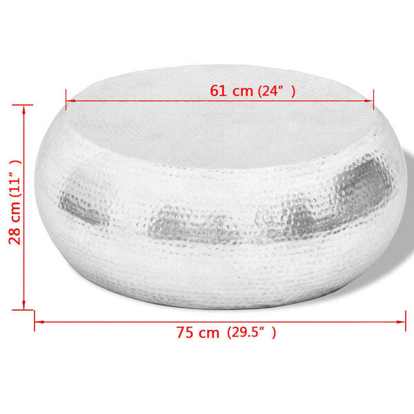 vidaXL アルミ製コーヒーテーブル 槌目仕上げ シルバー