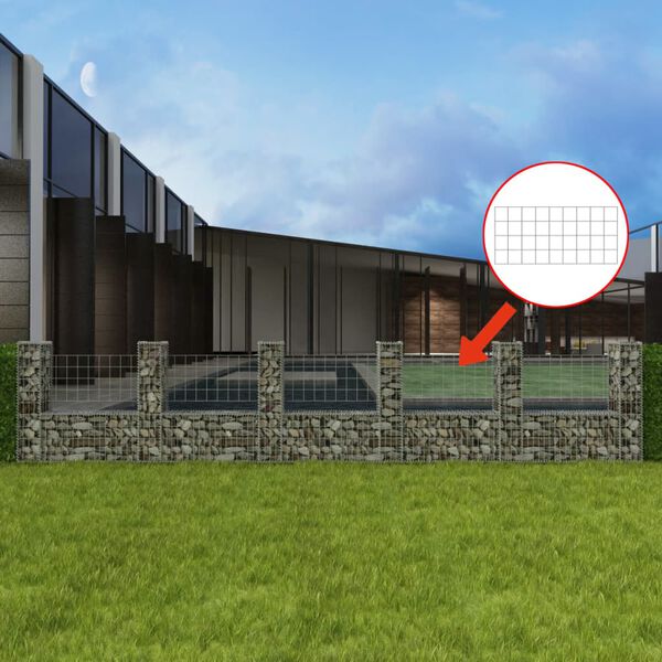 vidaXL U型 ガビオンバスケット 亜鉛メッキ鋼製 570x20x100cm