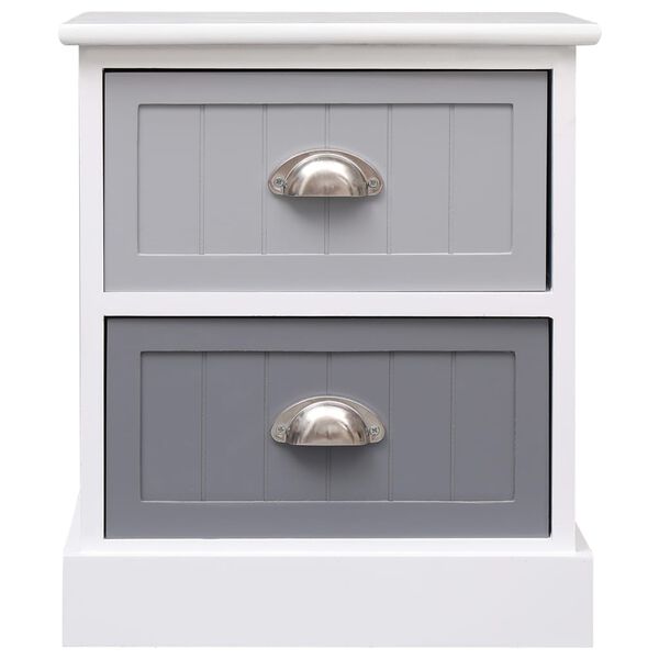 vidaXL ナイトスタンド 2点 グレー 38x28x45cm 桐材