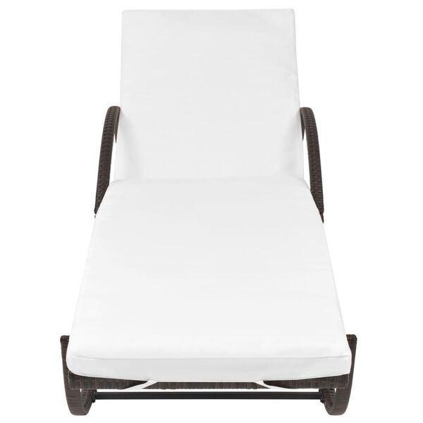 vidaXL サンラウンジャー クッション＆テーブル付き ポリラタン製 ブラウン