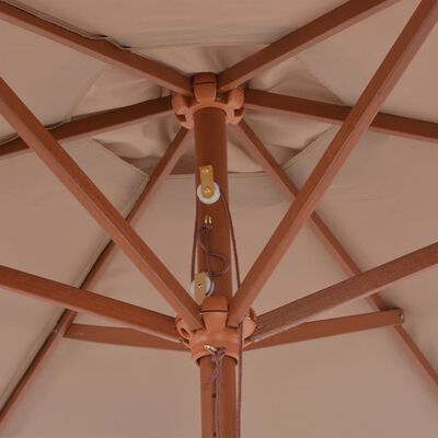 vidaXL 屋外用パラソル 木製ポール付き 270 cm トープ (灰褐色)
