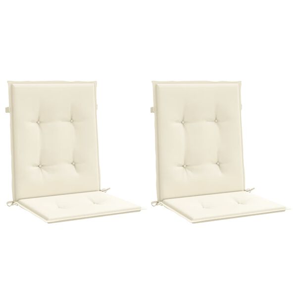vidaXL ガーデン　ローバックチェアクッション 2点 クリーム 100x50x3cm オックスフォードファブリック