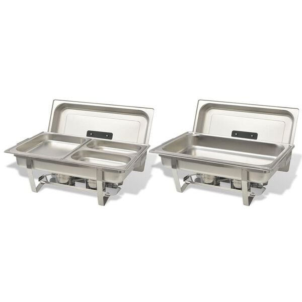 vidaXL チェ―フィングディッシュ2点セット ステンレススチール