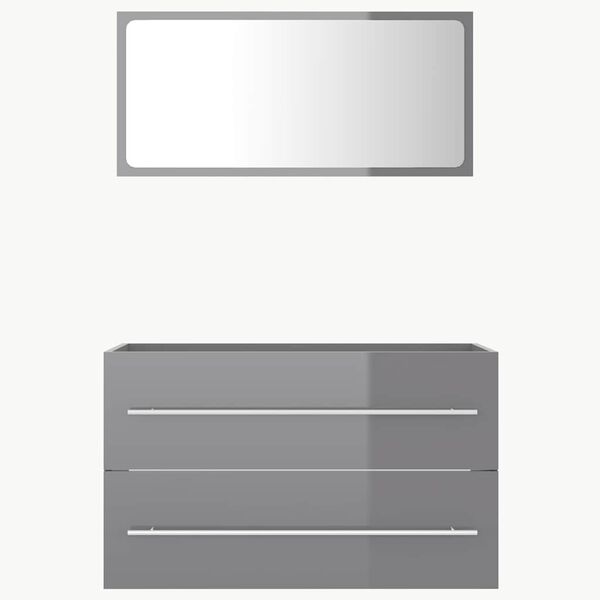 vidaXL バスルーム家具2点セット ハイグロスグレー パーティクルボード