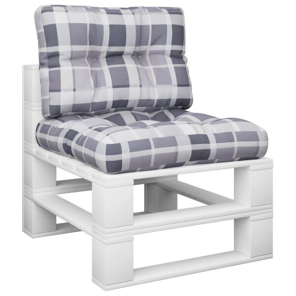 vidaXL パレットクッション 2点 グレー チェック柄 ファブリック