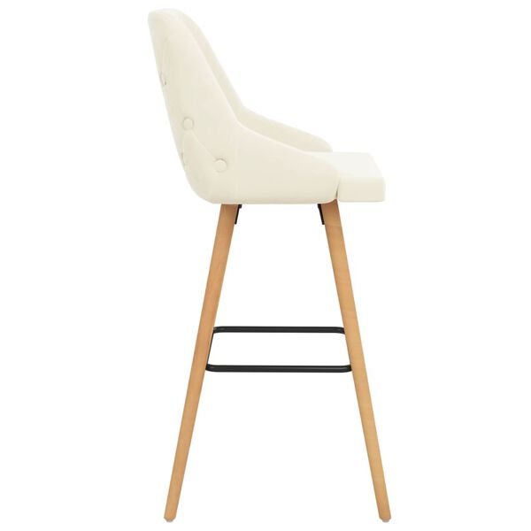 vidaXL バースツール 2点 クリーム ベルベット製