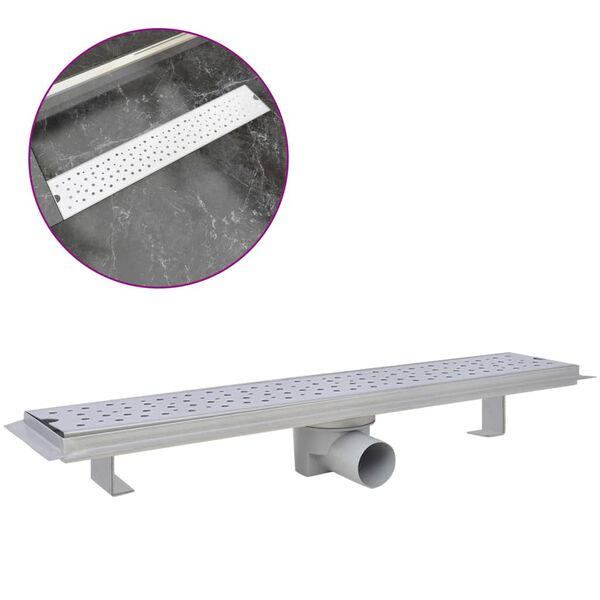 vidaXL リニアシャワードレイン バブル 630x140mm ステンレススチール製