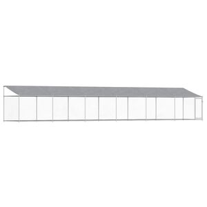 vidaXL 犬用ケージ ルーフ&ドア付き グレー 12x2x2 m 亜鉛メッキ鋼