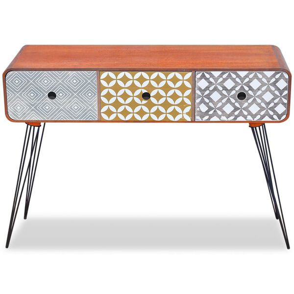 vidaXL コンソールテーブル 引き出し3段付き ブラウン