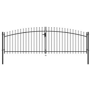 vidaXL フェンスゲート 両開き扉 スピアトップ付き 400x200cm