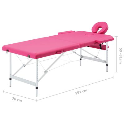 vidaXL 折りたたみ式マッサージテーブル 二つ折り アルミ製 ピンク
