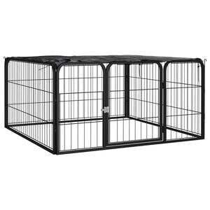 vidaXL 犬用プレイペン 4パネル ブラック 100x50 cm 粉体塗装スチール