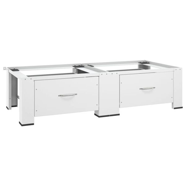 vidaXL 洗濯＆乾燥機台 ダブル 引き出し付き ホワイト