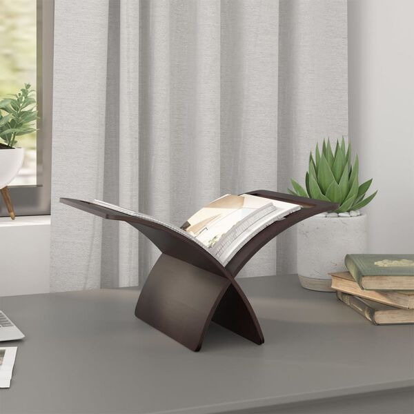 vidaXL マガジンラック 床置き 木製 ブラウン