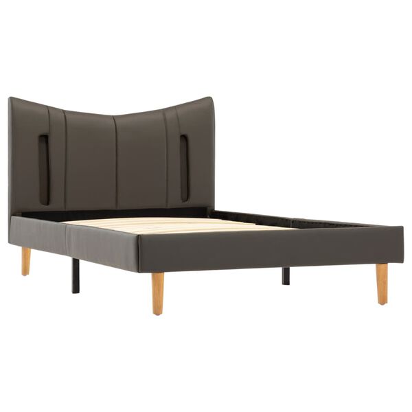 vidaXL ベッドフレーム LEDライト付き アントラシート 合成皮革製 100x200cm