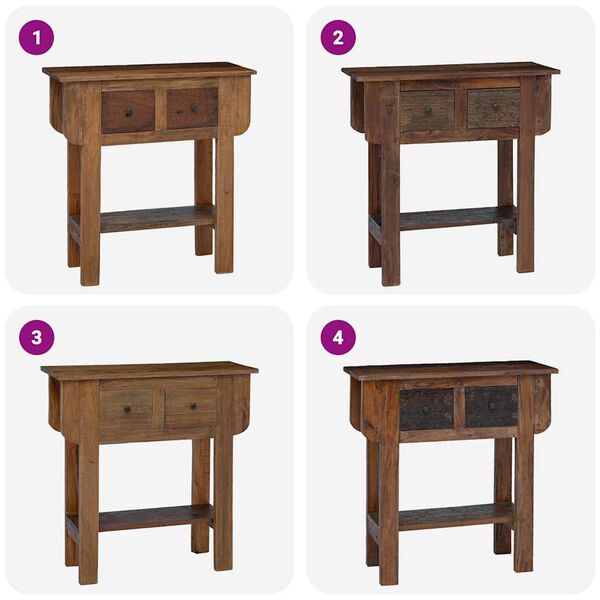 vidaXL コンソールテーブル 混合再生木材 80x35x80cm