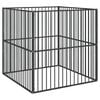 vidaXL 犬用プレイペン 4パネル ブラック亜鉛メッキスチール