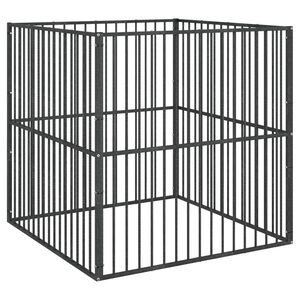 vidaXL 犬用プレイペン 4パネル ブラック亜鉛メッキスチール