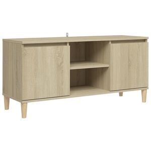 vidaXL テレビキャビネット（無垢材脚付き）ソノマオーク 103.5x35x50 cm