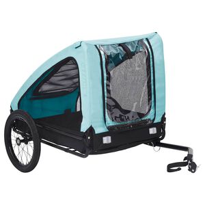 vidaXL 自転車用ペットトレーラー ブルー＆ブラック