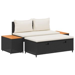 vidaXL アウトドアソファセット 4 -Seater 4 個 55 x 30 x 39 cm ポリラタンとアカシア 長方形