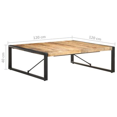 vidaXL コーヒーテーブル 120x120x40cm マンゴーウッド (粗目)