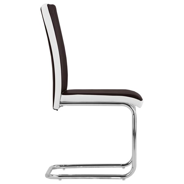 vidaXL カンチレバーダイニングチェア 2点セット ブラウン 合成皮革張り