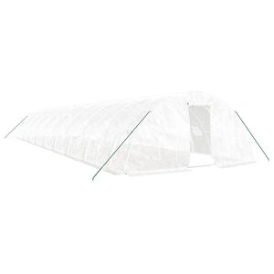 vidaXL スチールフレーム温室 ホワイト 90 m&sup2; 18x5x2.3 m