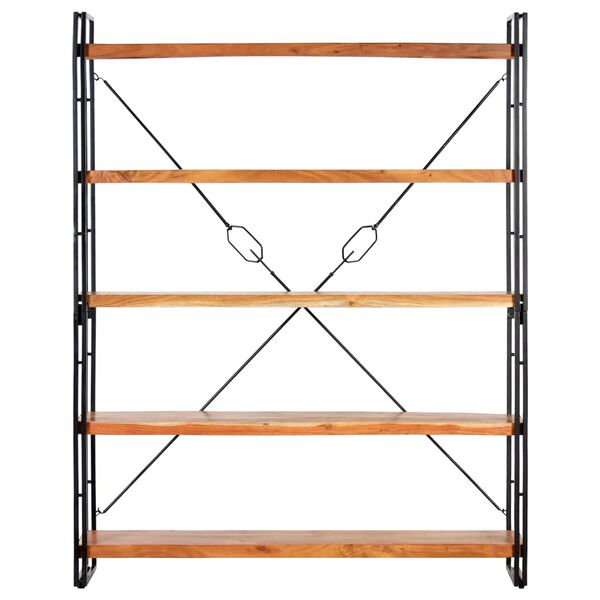 vidaXL 5段 書棚 140x30x180cm アカシア無垢材